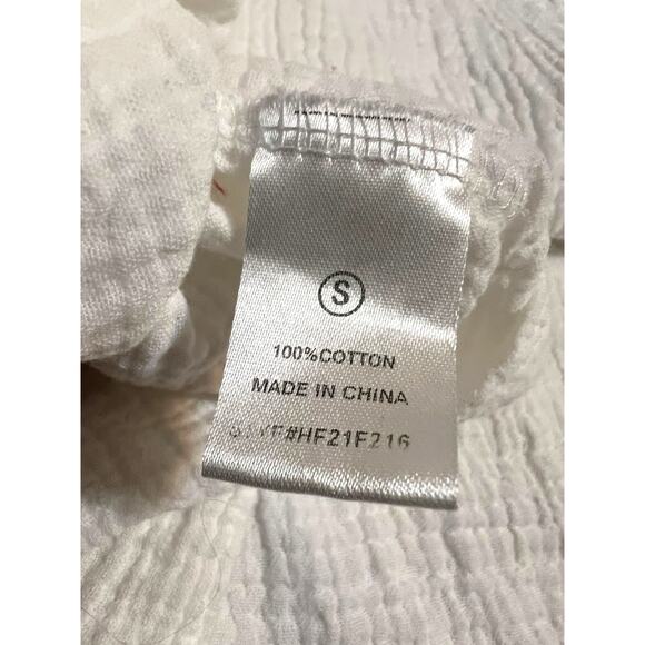 Cici Women’s Soft White Muslin Flowy Shirt Blouse Short Sleeve Size Small Cotton - Picture 6 of 13